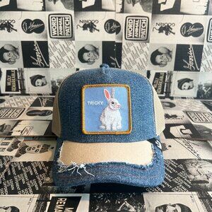 Goorin Bros Silky Rabbit "Tricky" Distressed Denim Hat NWT